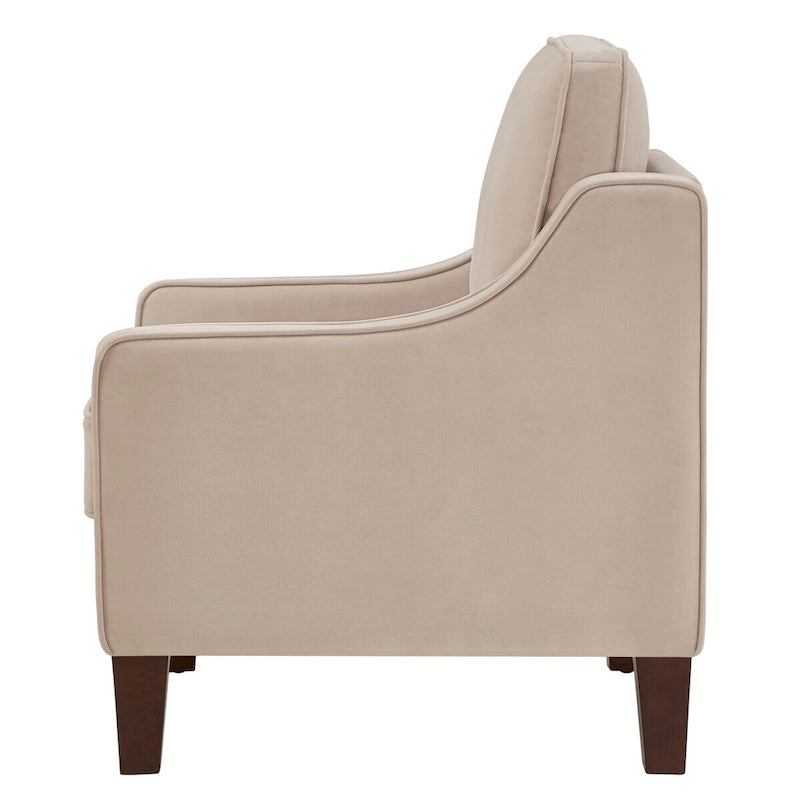 Upholstered Velvet Accent Chair with Wooden Legs