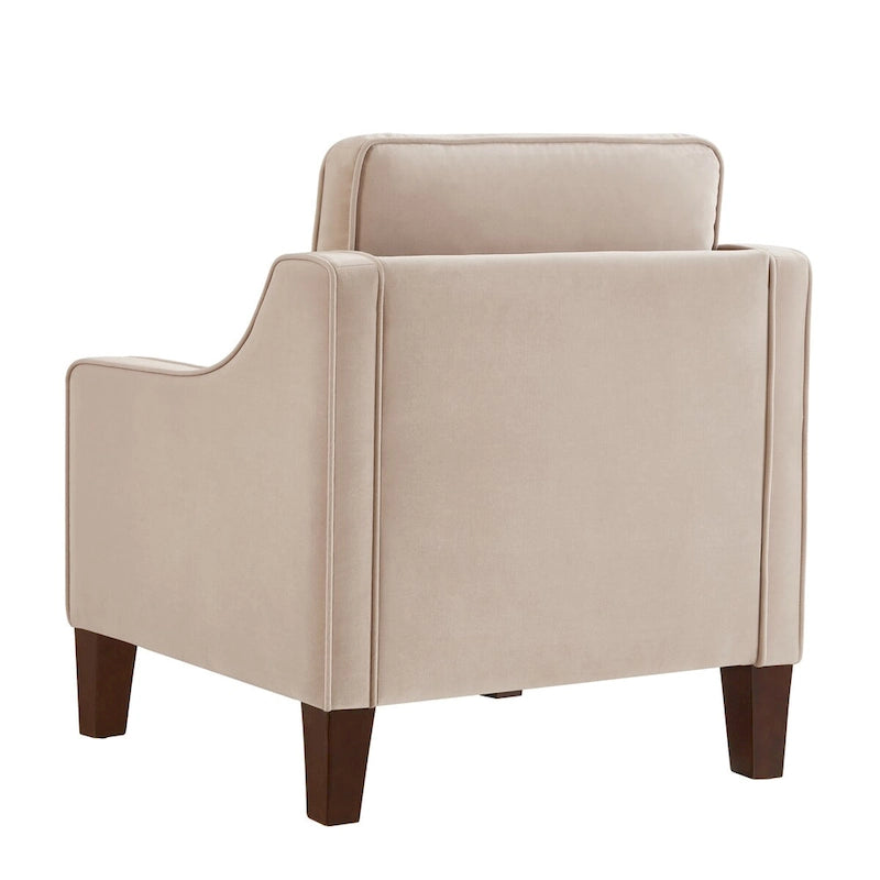 Upholstered Velvet Accent Chair with Wooden Legs