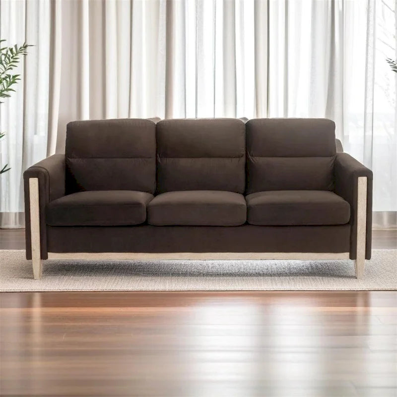 3-Seater Comfortable Sofa with Solid Wood Feet and Side Pocket