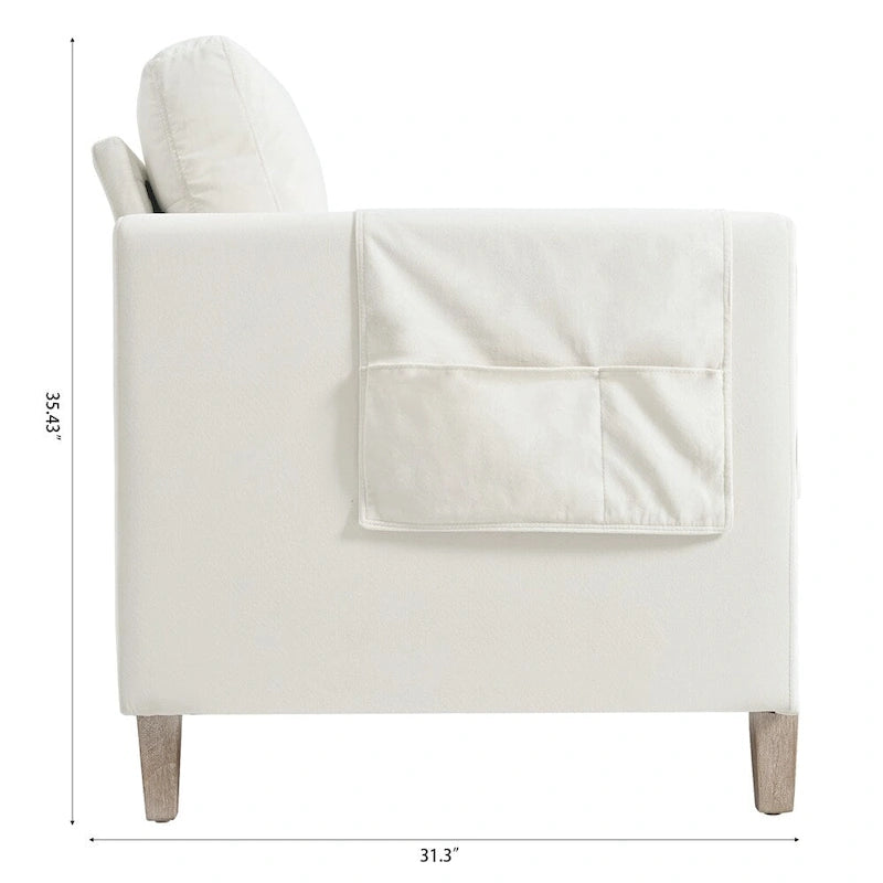 3-Seater Comfortable Sofa with Solid Wood Feet and Side Pocket