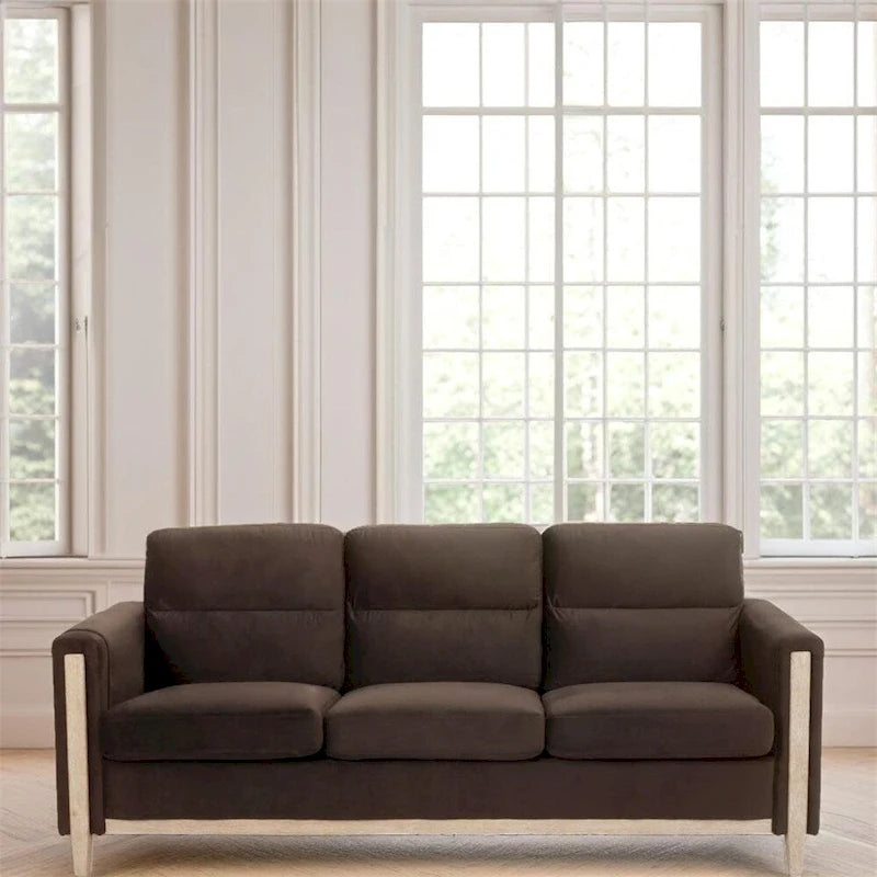 3-Seater Comfortable Sofa with Solid Wood Feet and Side Pocket