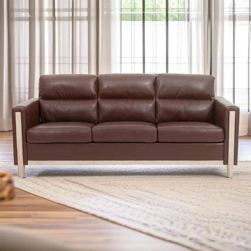 3-Seater Comfortable Sofa with Solid Wood Feet and Side Pocket