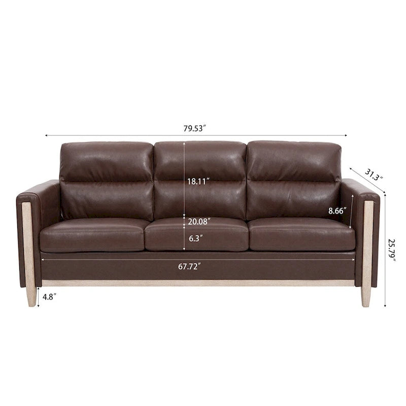 3-Seater Comfortable Sofa with Solid Wood Feet and Side Pocket