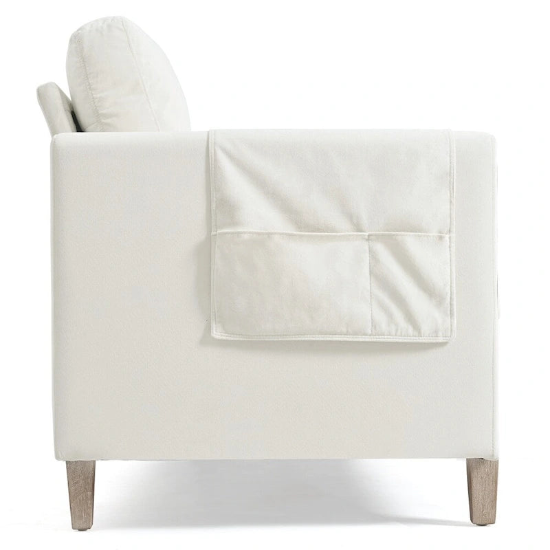 3-Seater Comfortable Sofa with Solid Wood Feet and Side Pocket