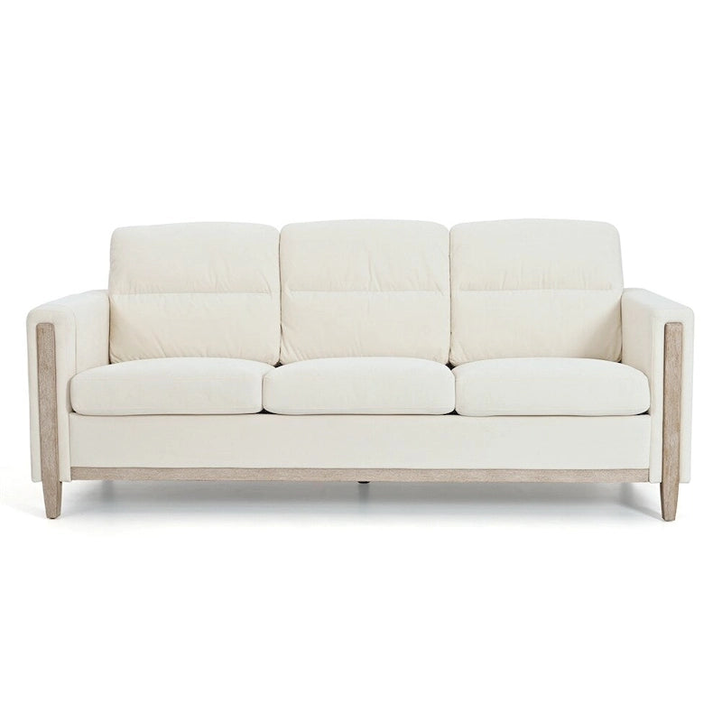 3-Seater Comfortable Sofa with Solid Wood Feet and Side Pocket