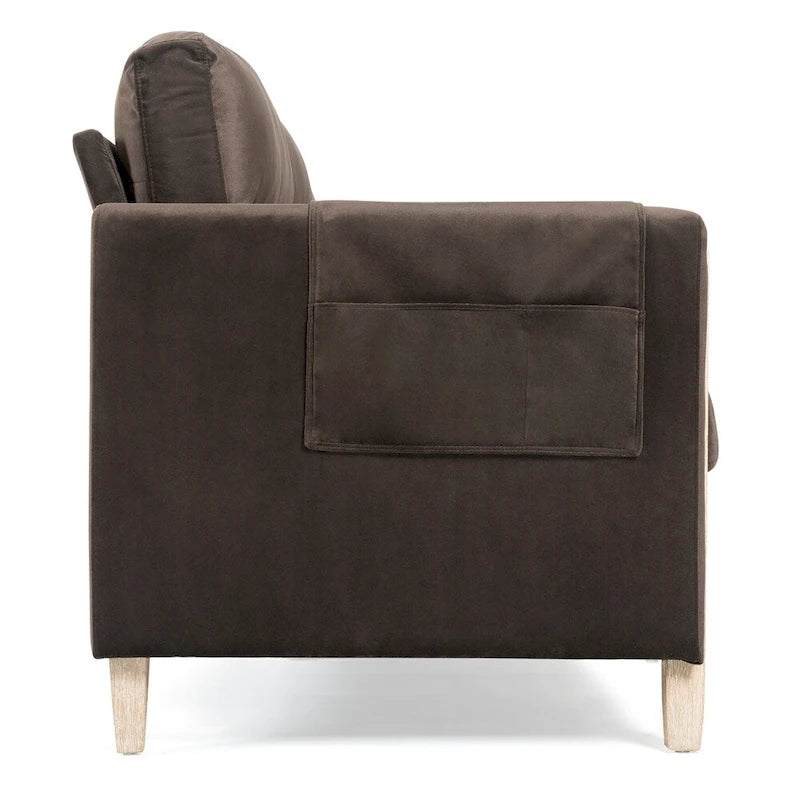 3-Seater Comfortable Sofa with Solid Wood Feet and Side Pocket