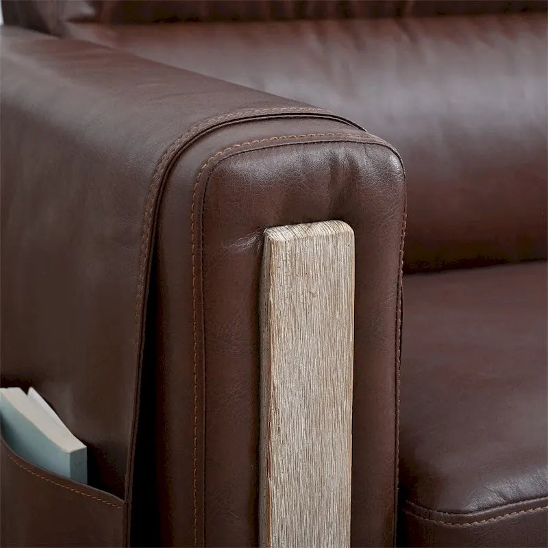 3-Seater Comfortable Sofa with Solid Wood Feet and Side Pocket