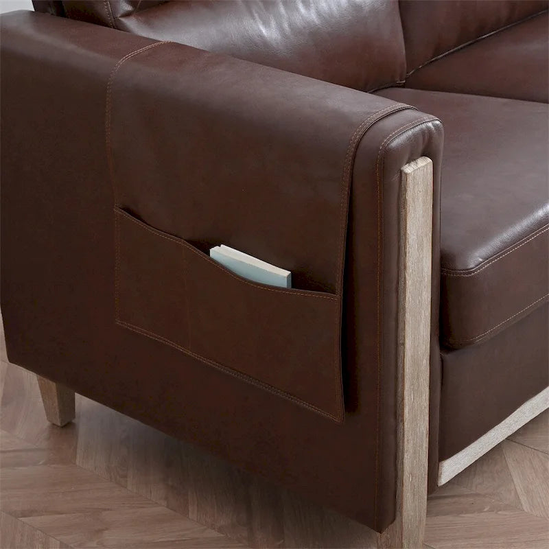3-Seater Comfortable Sofa with Solid Wood Feet and Side Pocket