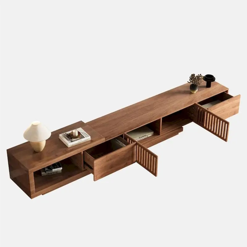 With 5 storage spaces, modern retractable up to 103 inches TV cabinet - 103W x 15.74D x 13.78H