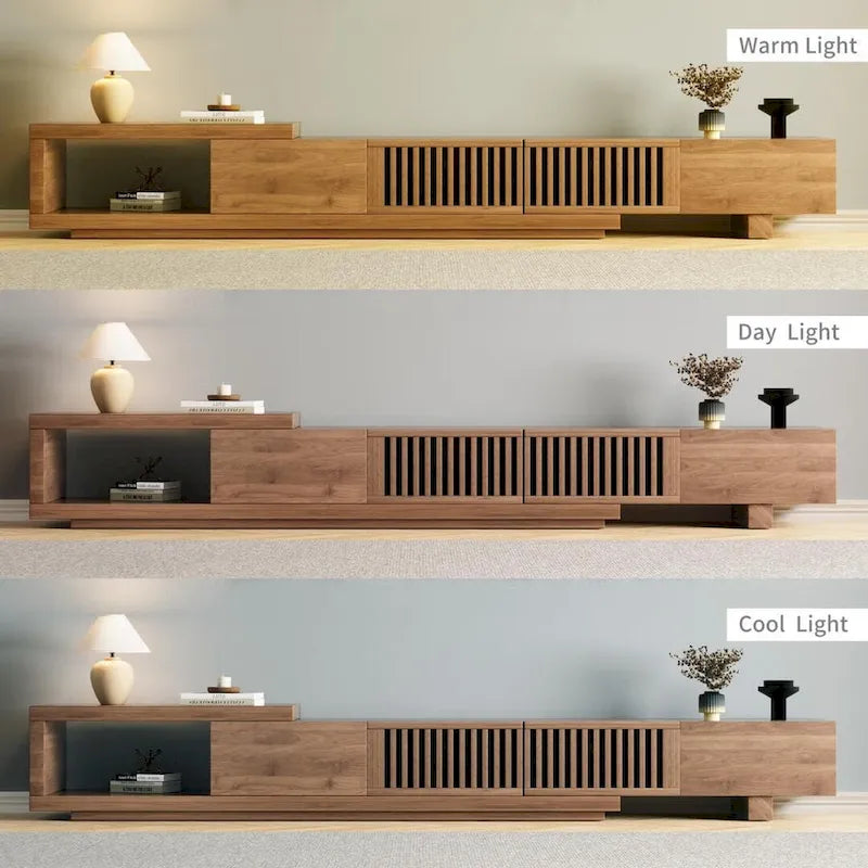 With 5 storage spaces, modern retractable up to 103 inches TV cabinet - 103W x 15.74D x 13.78H