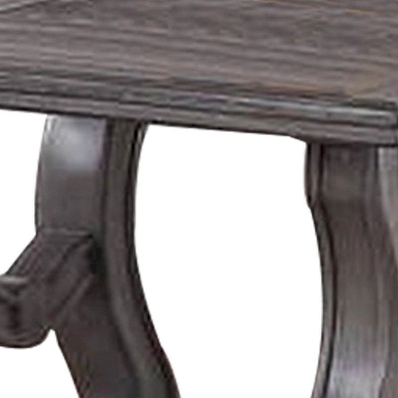 26 Inch Contemporary End Table, Flared Legs, Beveled, Platinum Gray