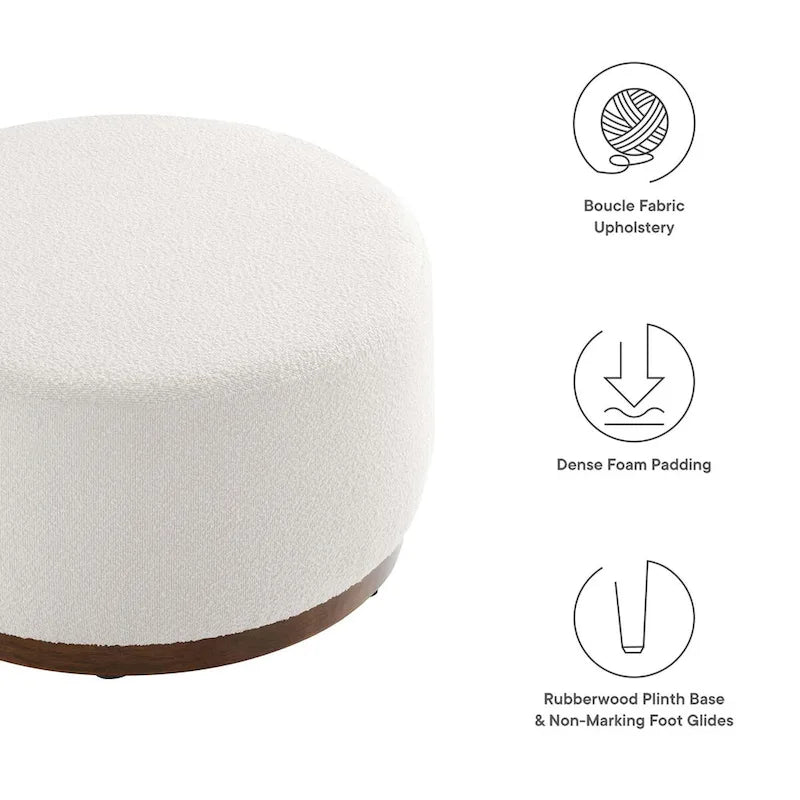 Large 23/29/38 Round Boucle Upholstered Ottoman