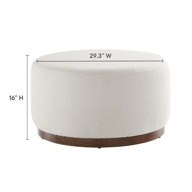 Large 23/29/38 Round Boucle Upholstered Ottoman