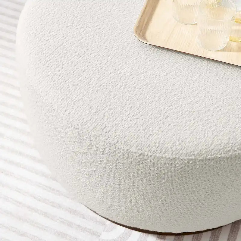 Large 23/29/38 Round Boucle Upholstered Ottoman