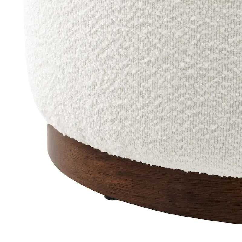 Large 23/29/38 Round Boucle Upholstered Ottoman