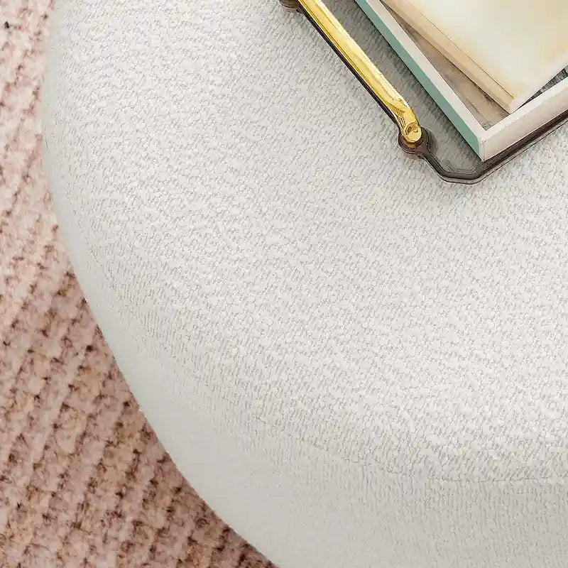 Large 23/29/38 Round Boucle Upholstered Ottoman