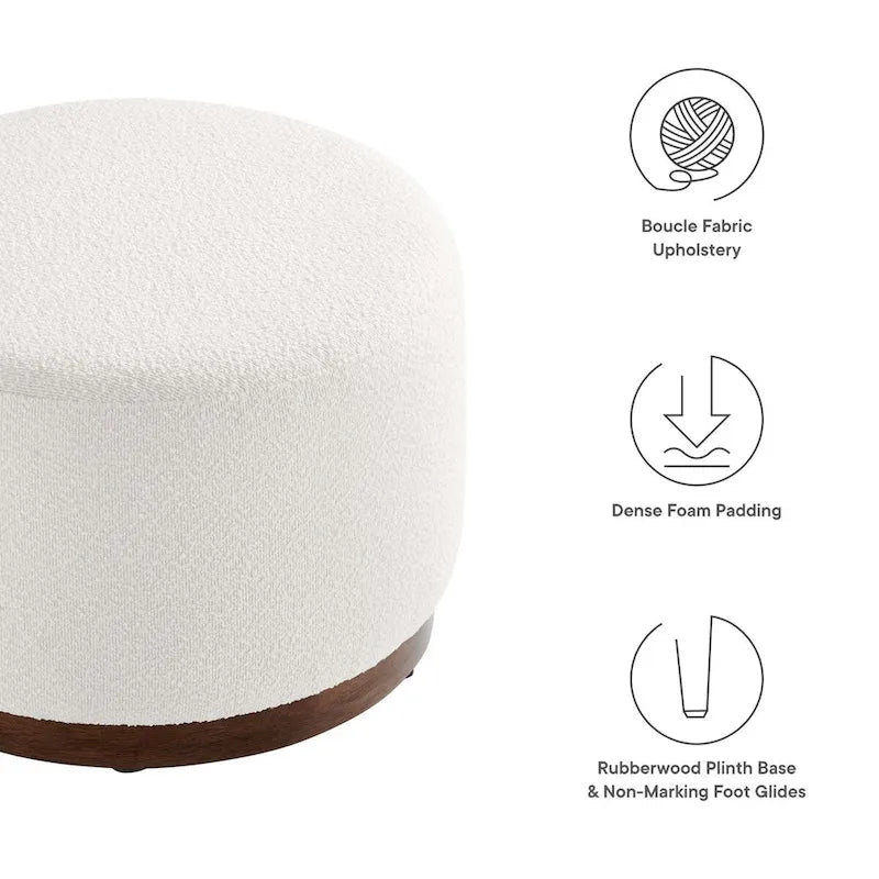 Large 23/29/38 Round Boucle Upholstered Ottoman