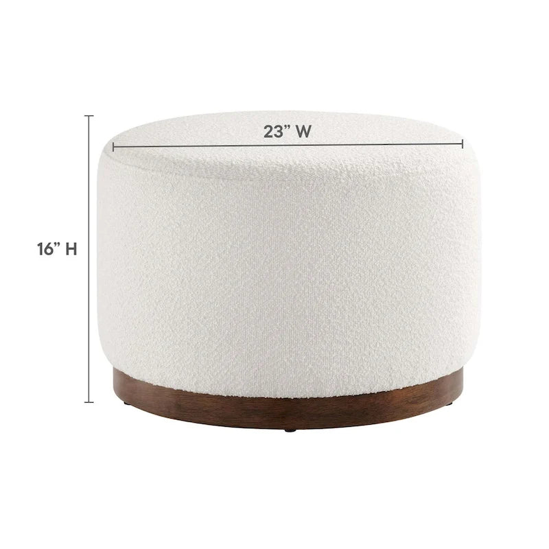 Large 23/29/38 Round Boucle Upholstered Ottoman