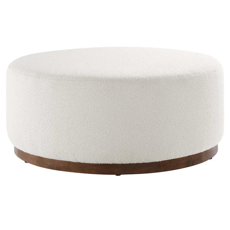 Large 23/29/38 Round Boucle Upholstered Ottoman