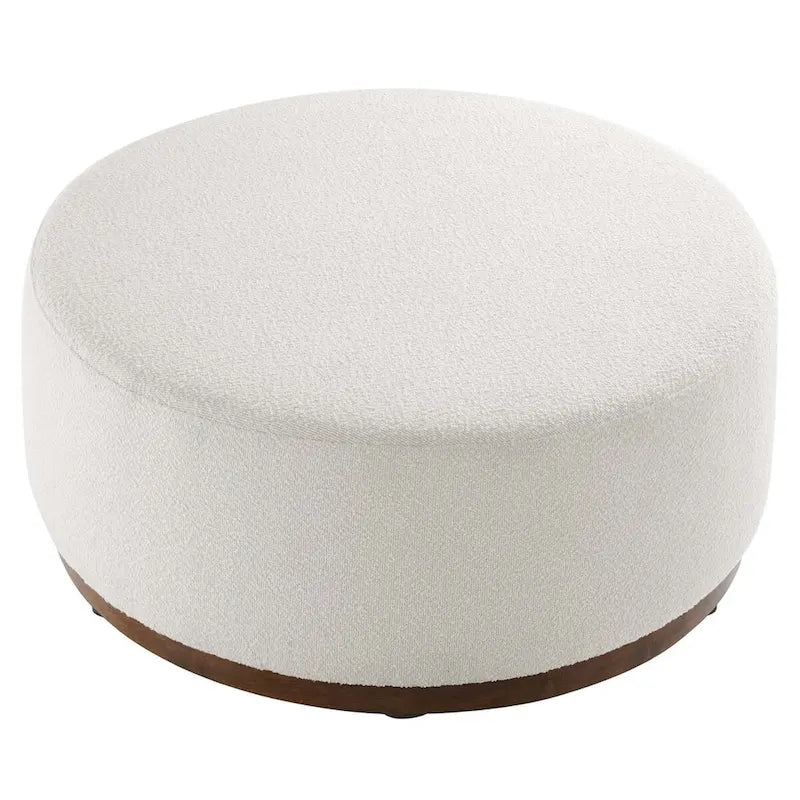 Large 23/29/38 Round Boucle Upholstered Ottoman