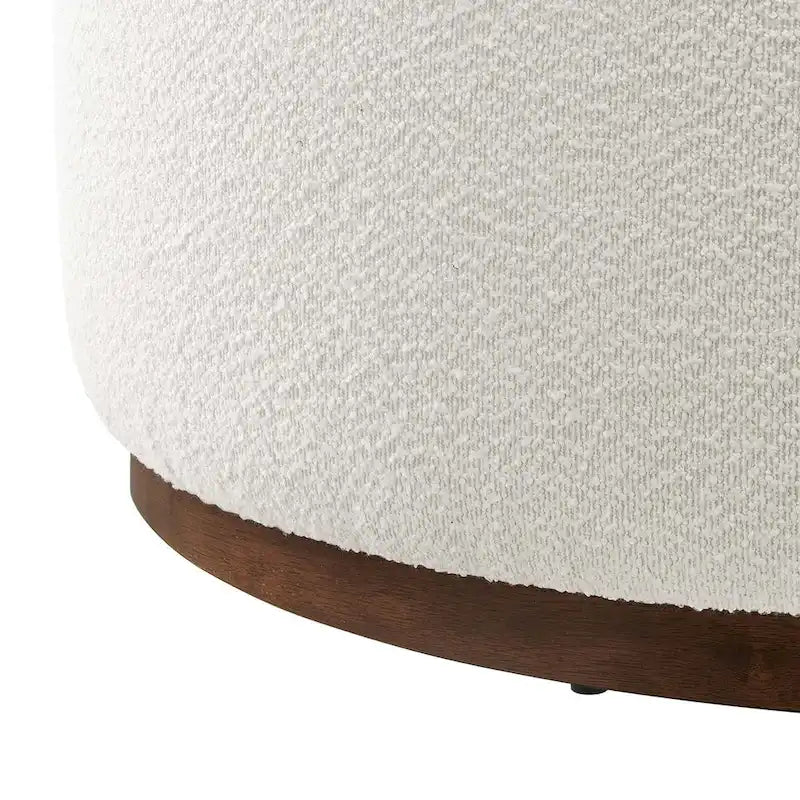 Large 23/29/38 Round Boucle Upholstered Ottoman