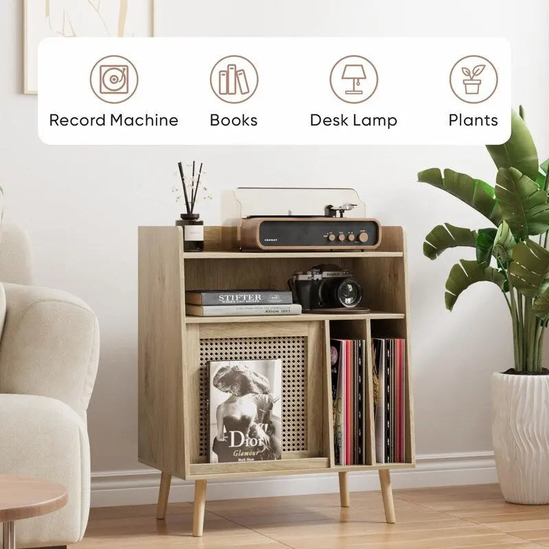 Large Record Player Stand - 15.74D x 25.98W x 25.19H