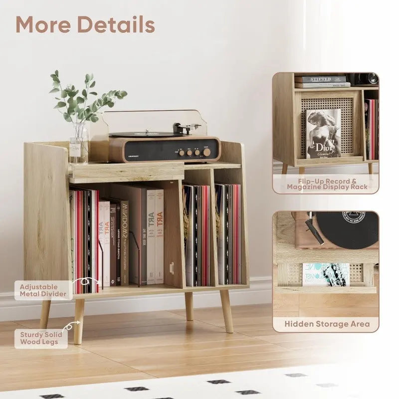 Large Record Player Stand - 15.74D x 25.98W x 25.19H