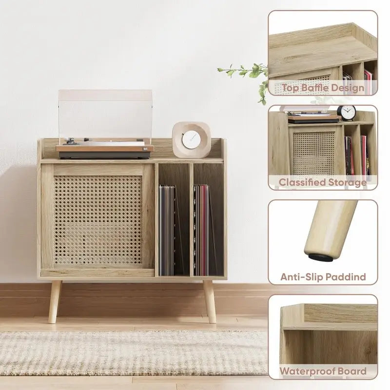Large Record Player Stand - 15.74D x 25.98W x 25.19H