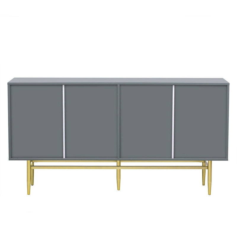 Modern Elegant 4-door Sideboard Gold Metal Handle Buffet Cabinet for Dining Room, Living Room, Bedroom, Hallway