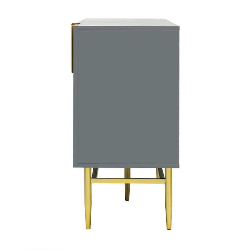 Modern Elegant 4-door Sideboard Gold Metal Handle Buffet Cabinet for Dining Room, Living Room, Bedroom, Hallway