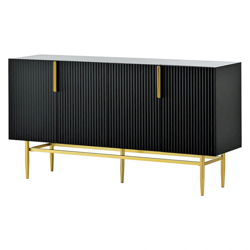 Modern Elegant 4-door Sideboard Gold Metal Handle Buffet Cabinet for Dining Room, Living Room, Bedroom, Hallway