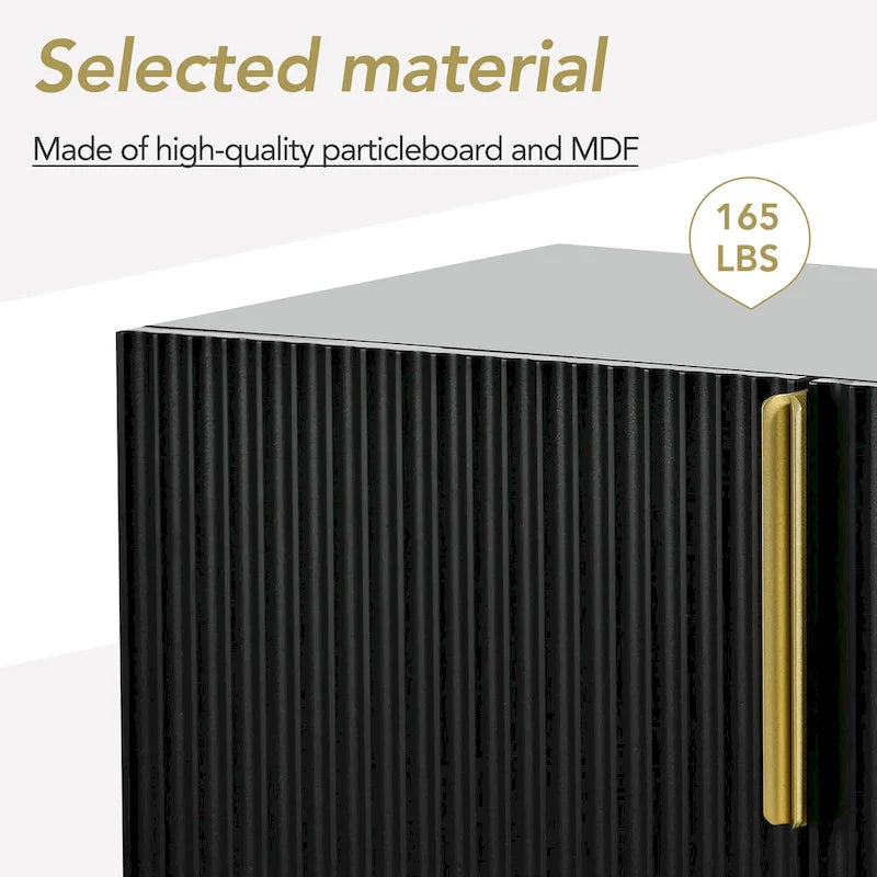 Modern Elegant 4-door Sideboard Gold Metal Handle Buffet Cabinet for Dining Room, Living Room, Bedroom, Hallway