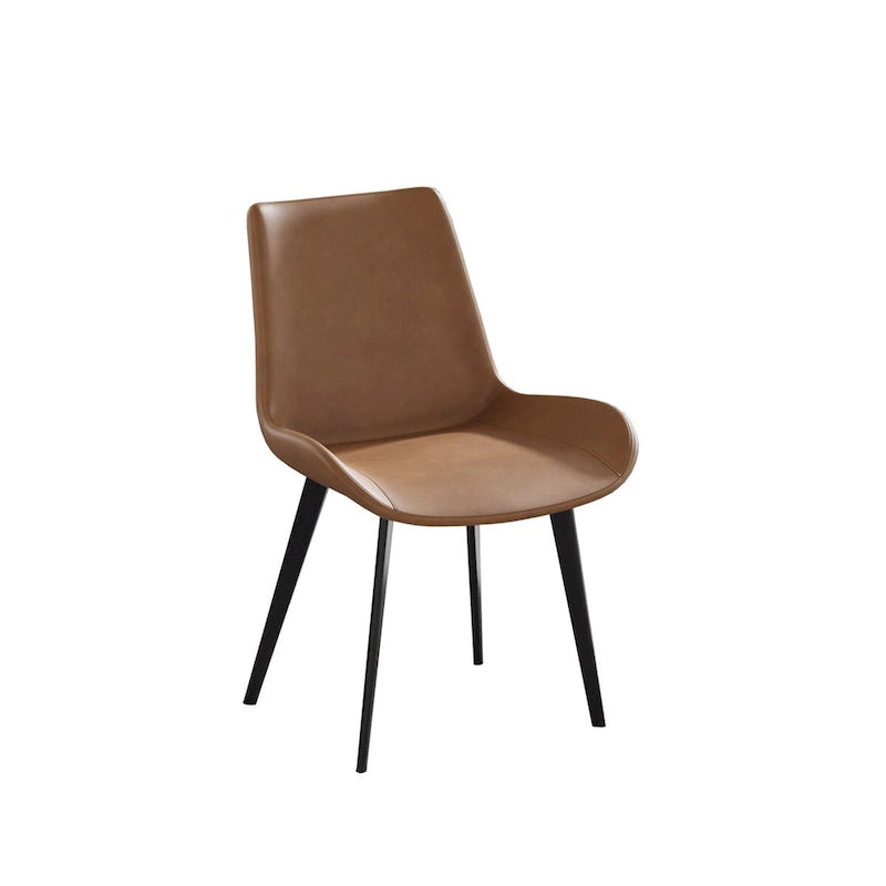 Mid-Century-Esszimmerstuhl in Braun (2er-Set), gepolsterter Seitenstuhl aus PU-Leder