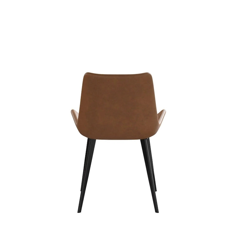 Mid-Century-Esszimmerstuhl in Braun (2er-Set), gepolsterter Seitenstuhl aus PU-Leder