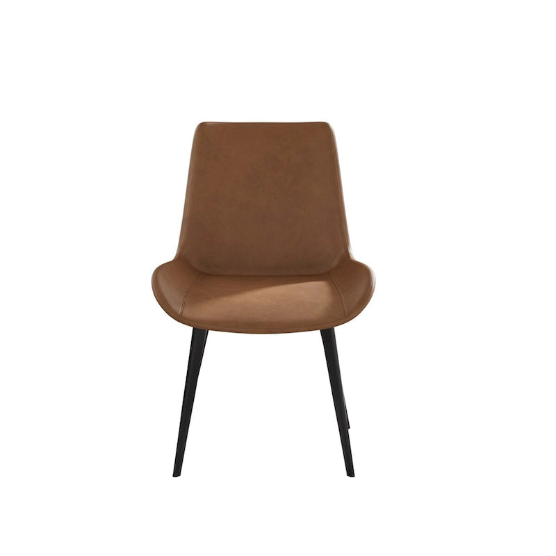 Mid-Century-Esszimmerstuhl in Braun (2er-Set), gepolsterter Seitenstuhl aus PU-Leder