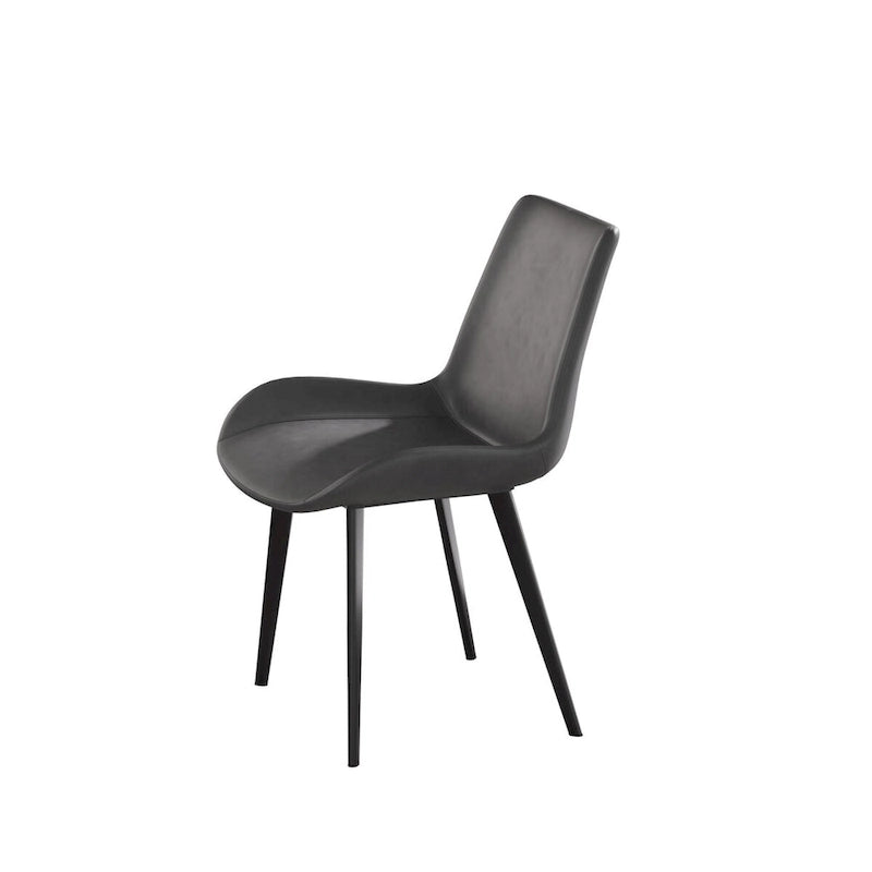 Mid-Century-Esszimmerstuhl in Braun (2er-Set), gepolsterter Seitenstuhl aus PU-Leder